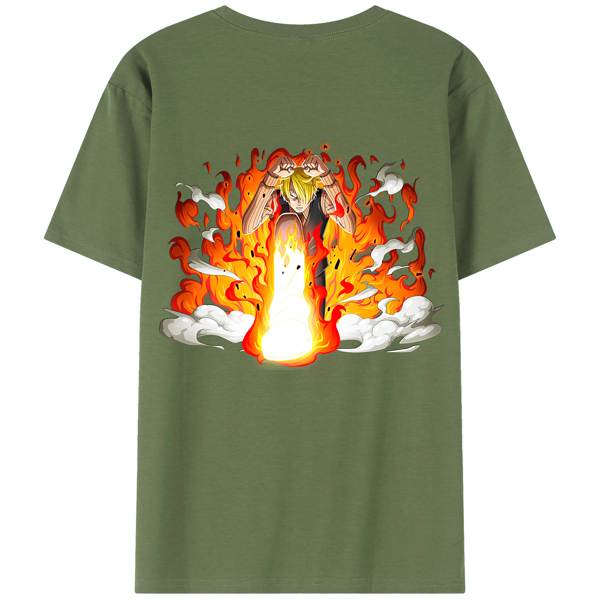 （画像用） ワンピース サンジ ONE PIECE Sanji 綿100％ メンズ半袖Tシャツ（バックプリント） 通気性